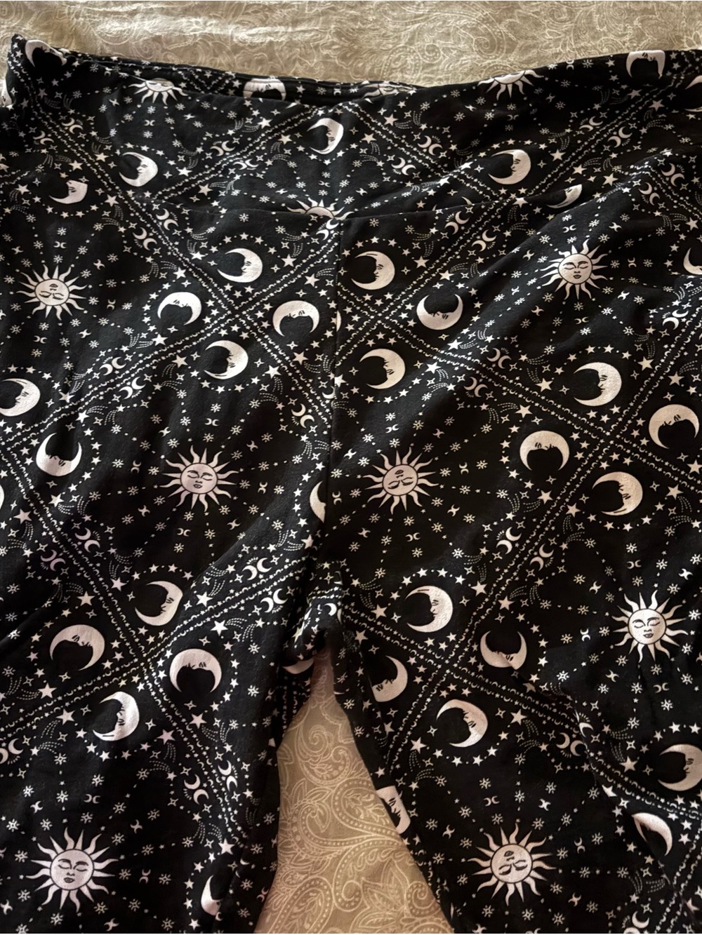 Black Celestial Moon Sun Star Print Lounge Pants XXL